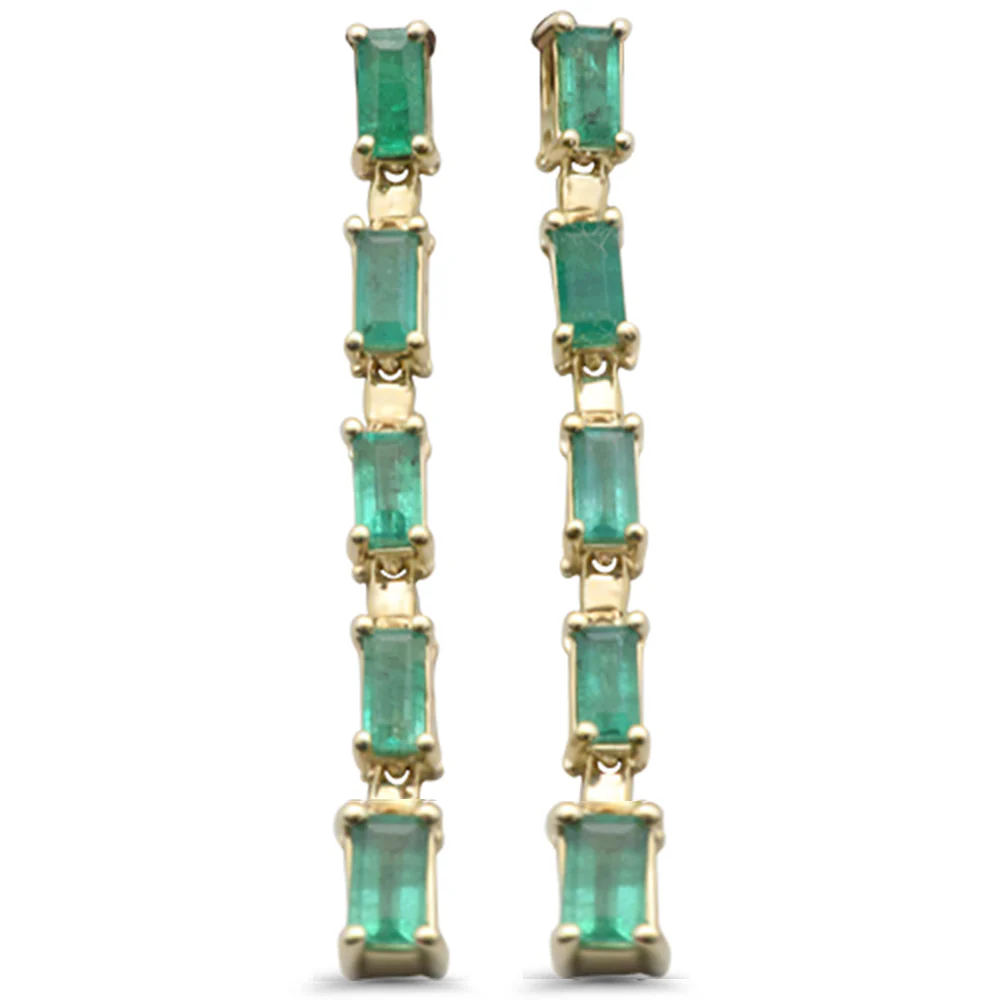 <span style="color:purple">SPECIAL!</span> 1.35ct G SI 14K Yellow Gold Emerald Gemstones Dangling Earrings