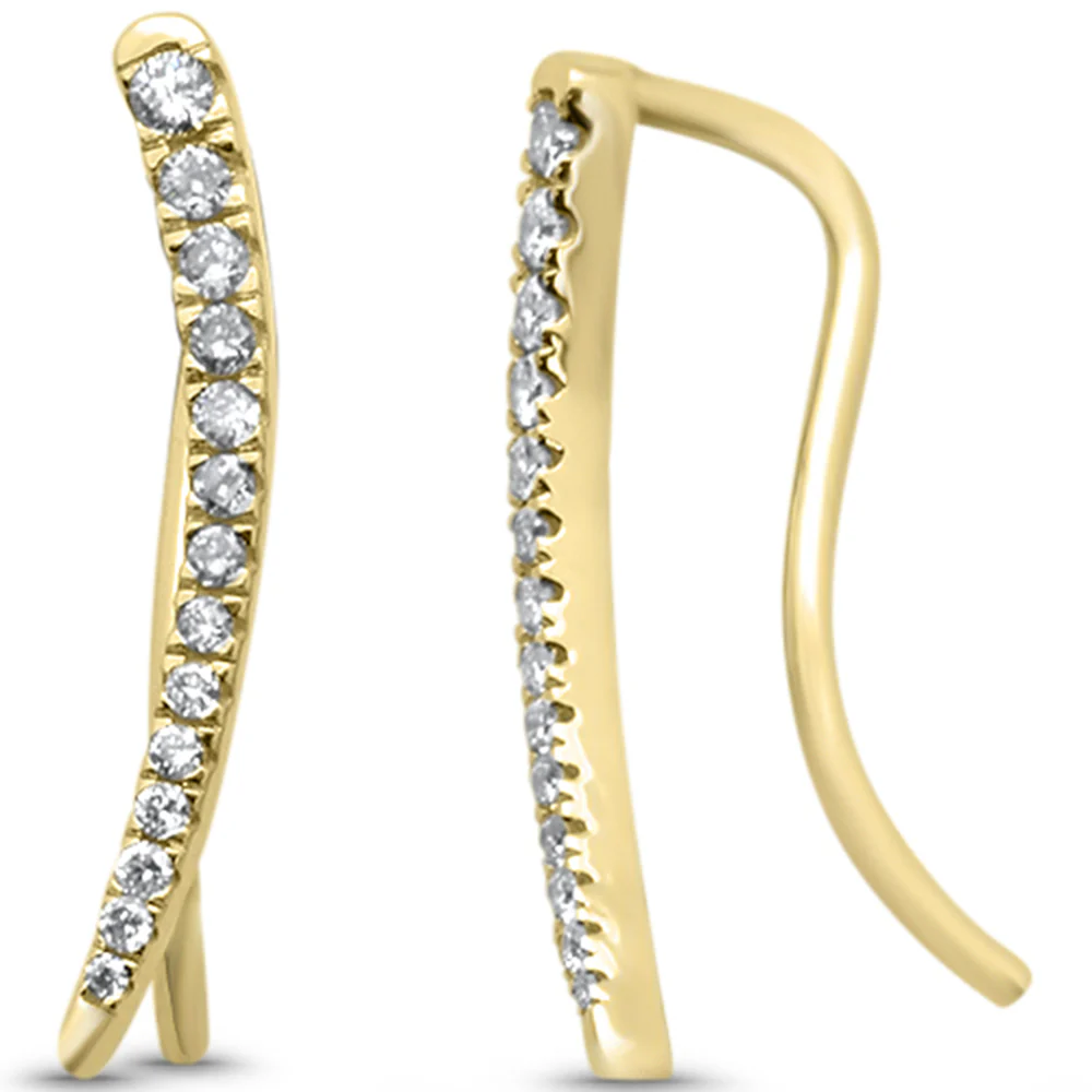 <span style="color:purple">SPECIAL!</span>.40ct G SI 14K Yellow Gold Diamond Fish Hook Drop Earrings