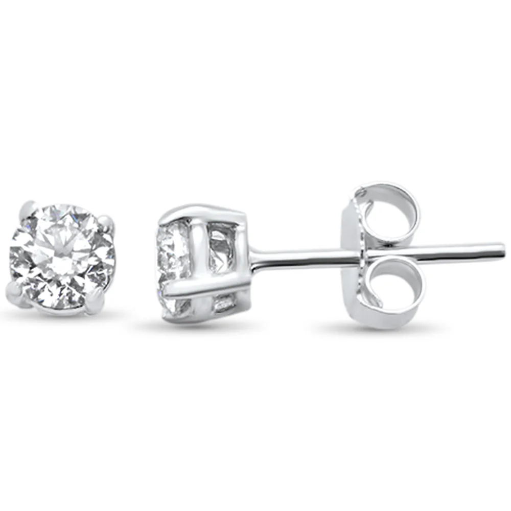 <span style="color:purple">SPECIAL!</span> 1.42ct G SI 14K White Gold Round Diamond Solitaire Earrings