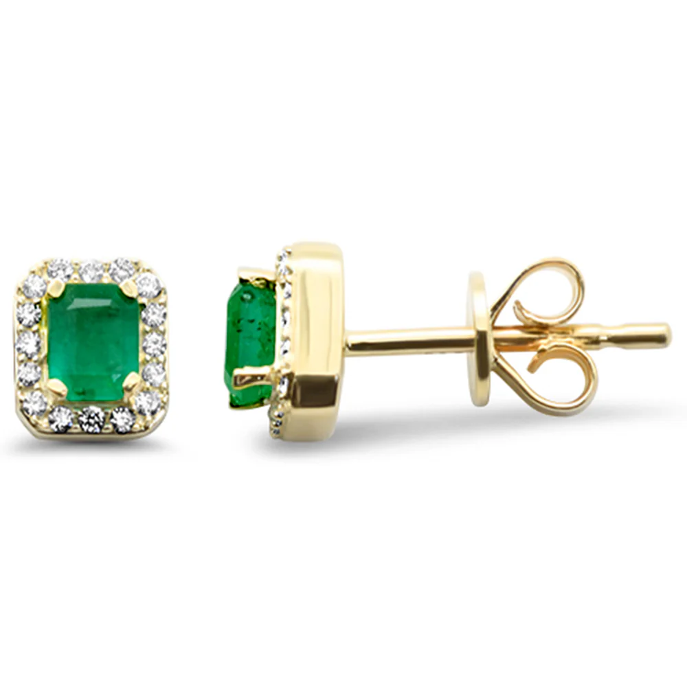 <span style="color:purple">SPECIAL!</span> .50ct G SI 14K Yellow Gold Diamond & Emerald Gemstone Stud Earrings