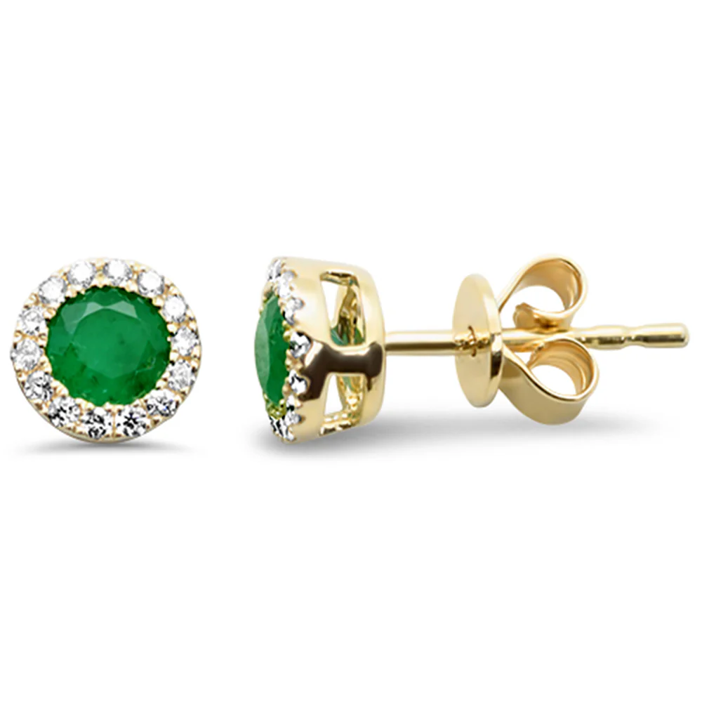 <span style="color:purple">SPECIAL!</span> .60ct G SI 14K Yellow Gold Diamond & Emerald Gemstone Earrings