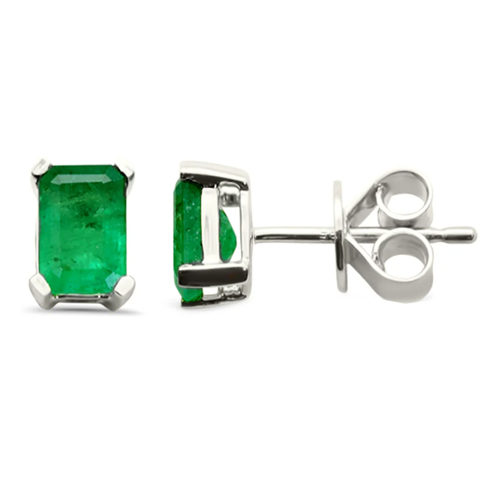 <span style="color:purple">SPECIAL!</span>1.04ct G SI 14K White Gold Natural Emerald Gemstones Stud Earrings