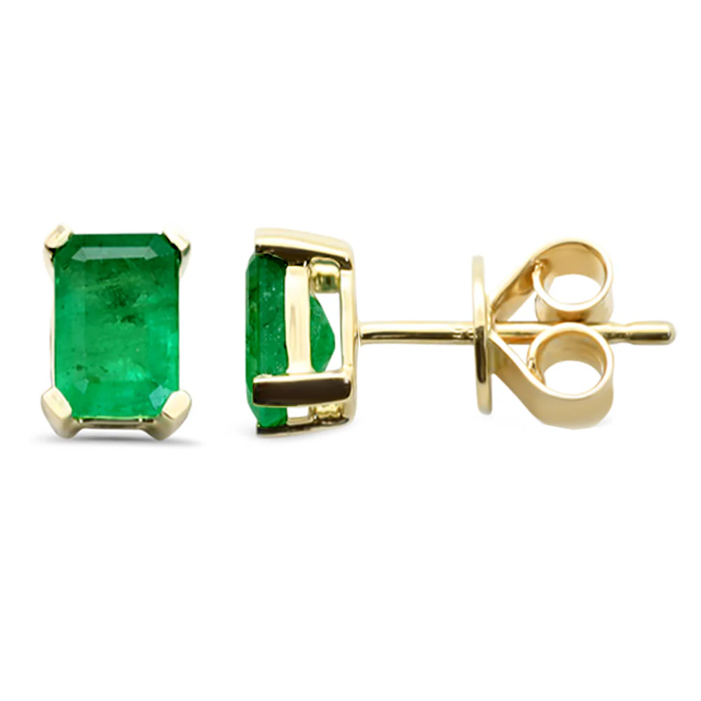 <span style="color:purple">SPECIAL!</span>1.00ct G SI 14K Yellow Gold Natural Emerald Gemstones Stud Earrings