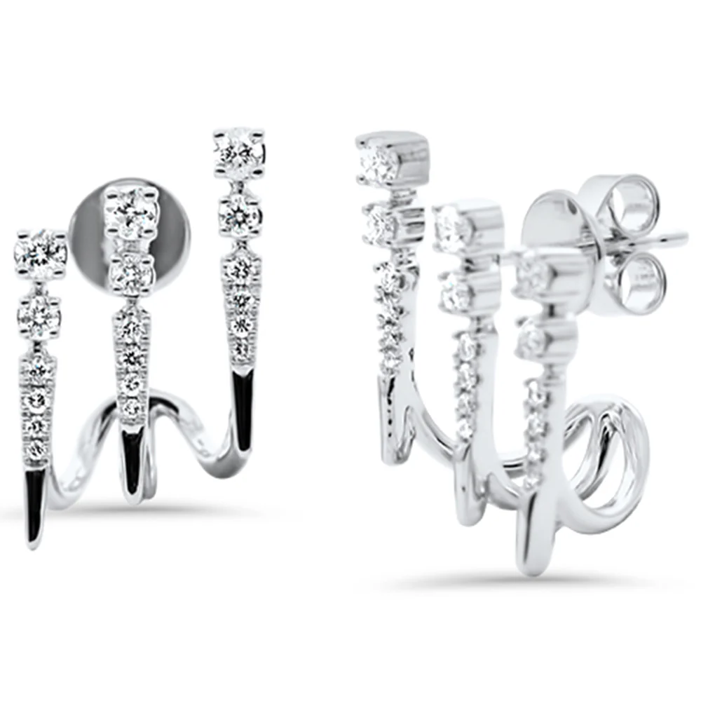 <span style="color:purple">SPECIAL!</span> .49ct G SI 14K White Gold Diamond Triple Hoop Earrings