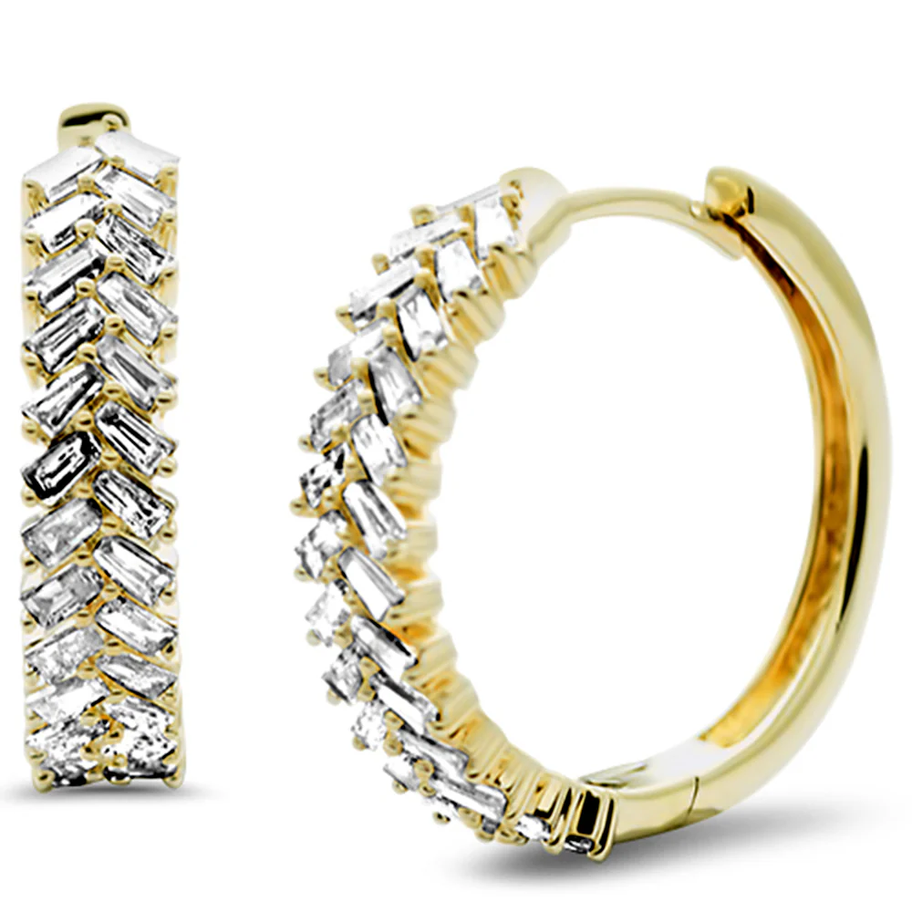 <span style="color:purple">SPECIAL!</span> .62ct G SI 14K Yellow Gold Baguette Diamond Hoop Earrings