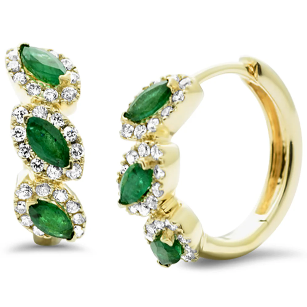 <span style="color:purple">SPECIAL!</span> .68ct G SI 14K Yellow Gold Diamond & Emerald Gemstone Earrings