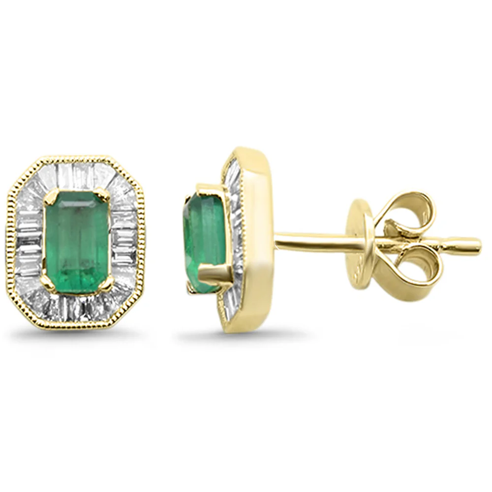 <span style="color:purple">SPECIAL!</span> 1.04ct G SI 14K Yellow Gold Diamond & Emerald Gemstone Earrings
