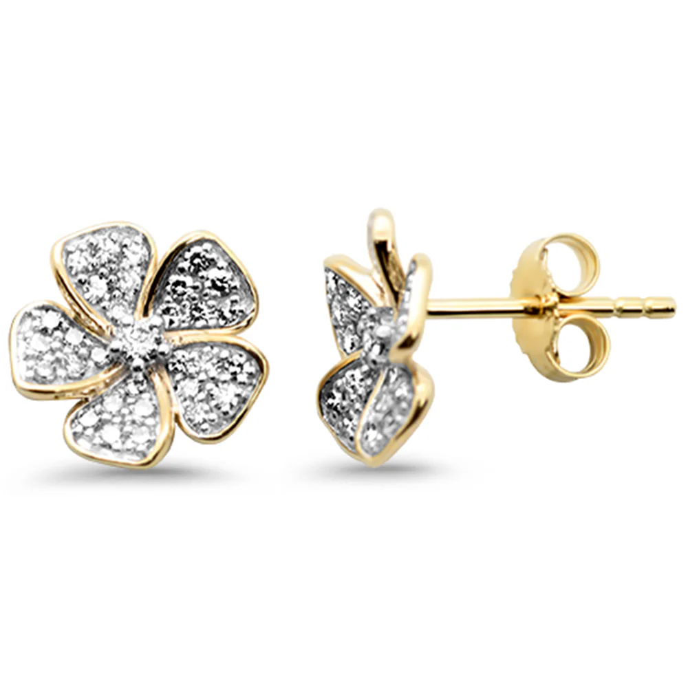 <span style="color:purple">SPECIAL!</span>.37ct G SI 14K Yellow Gold Diamond Flower Earrings