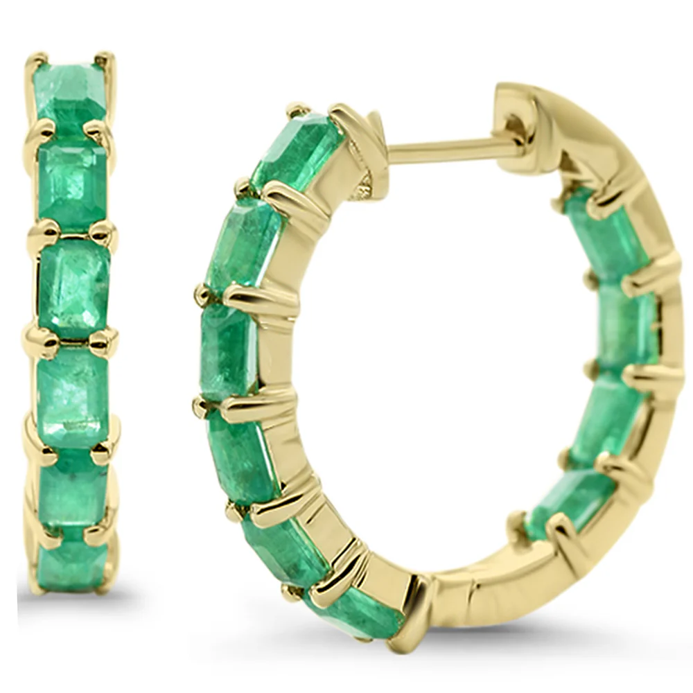 <span style="color:purple">SPECIAL!</span> 2.43ct G SI 14K Yellow Gold Emerald Gemstone Hoop Earrings