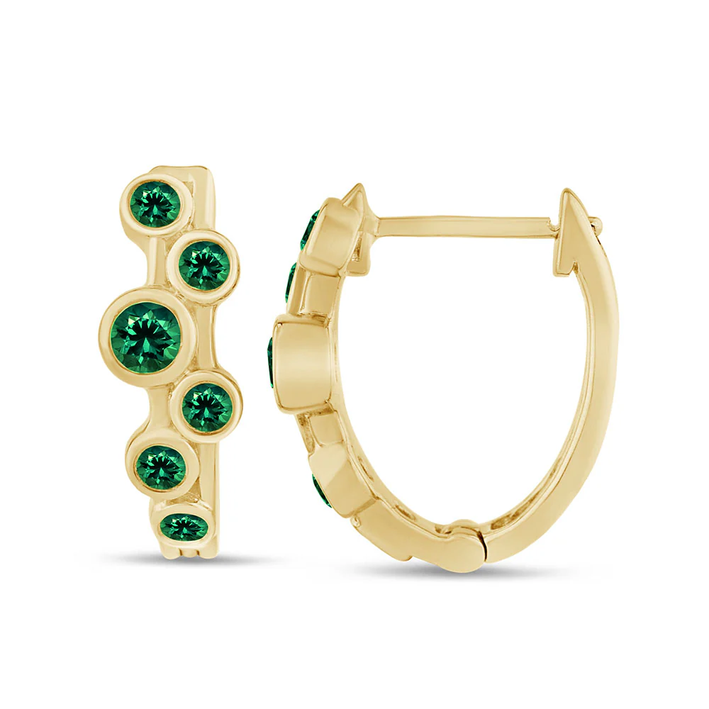 <span style="color:purple">SPECIAL!</span> .50ct G SI 14K Yellow Gold Emerald Gemstone Hoop Earrings