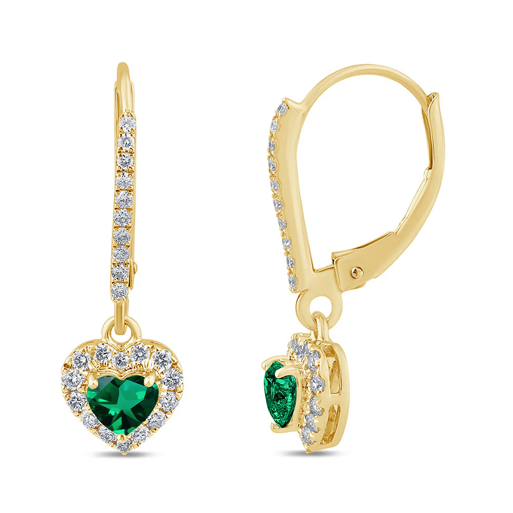 <span style="color:purple">SPECIAL!</span> .74ct G SI 14K Yellow Gold Diamond Heart Shape Dangling Earrings