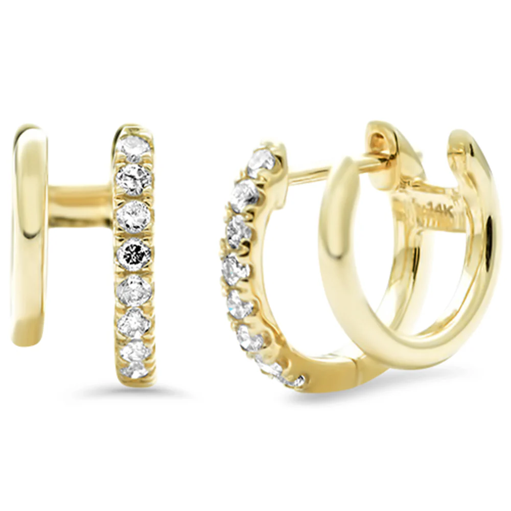 <span style="color:purple">SPECIAL!</span>.20ct G SI 14K Yellow Gold Diamond Double Hoop Earrings