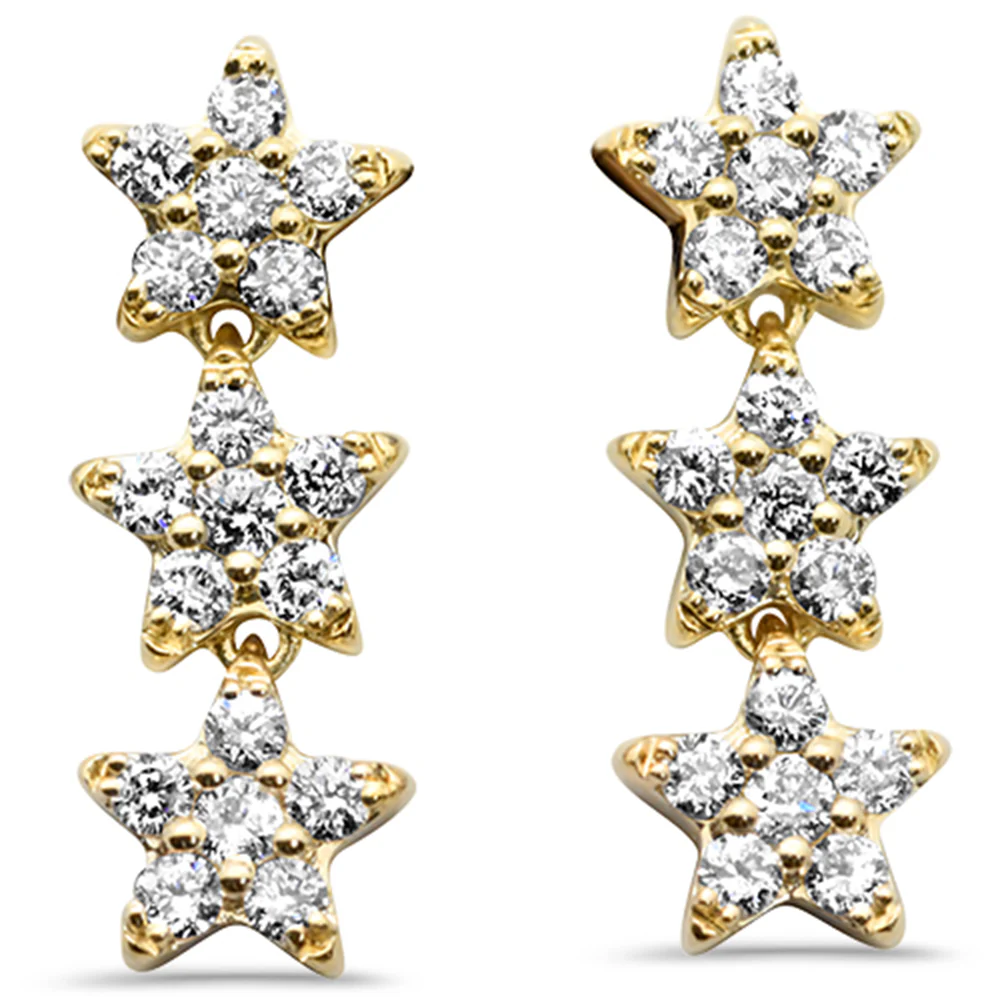 <span style="color:purple">SPECIAL!</span> .40ct G SI 14K Yellow Gold Diamond Star Drop Earrings