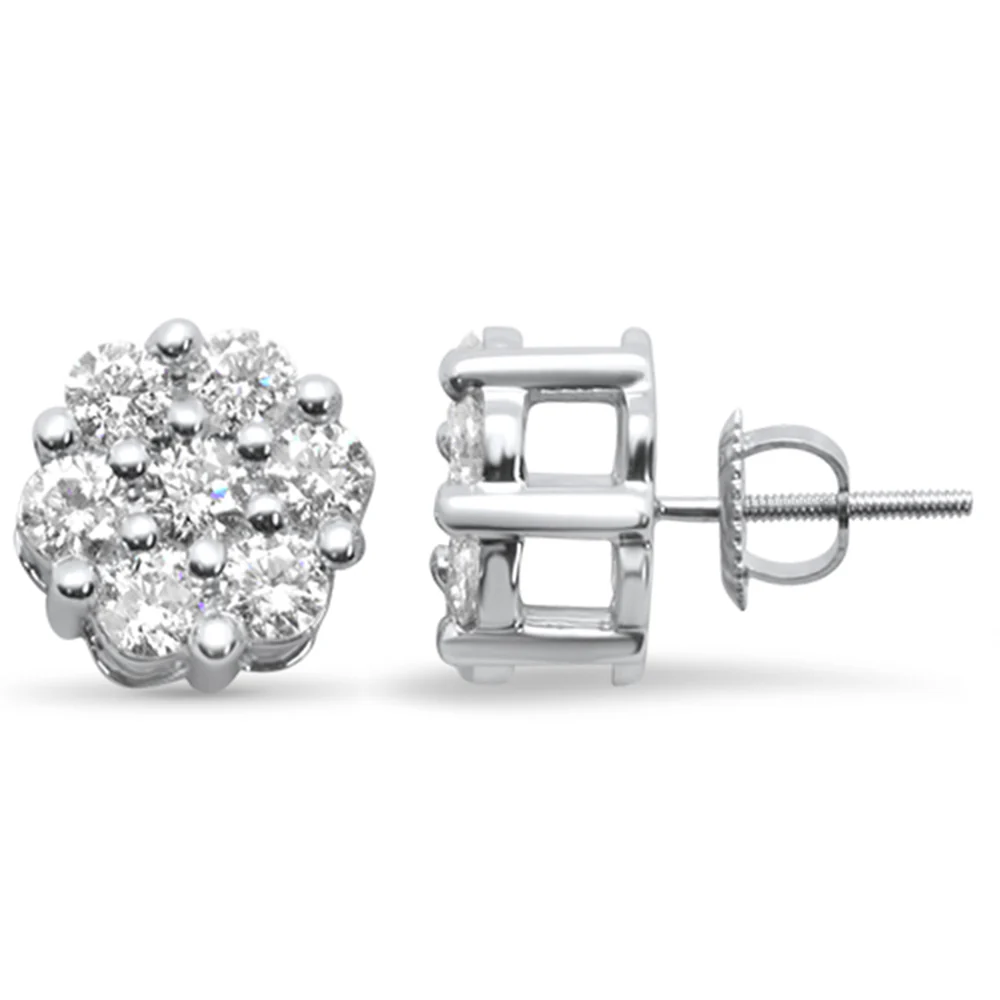 <span style="color:purple">SPECIAL!</span> 1.03ct G SI 14K White Gold Diamond Flower Screw Back Earrings