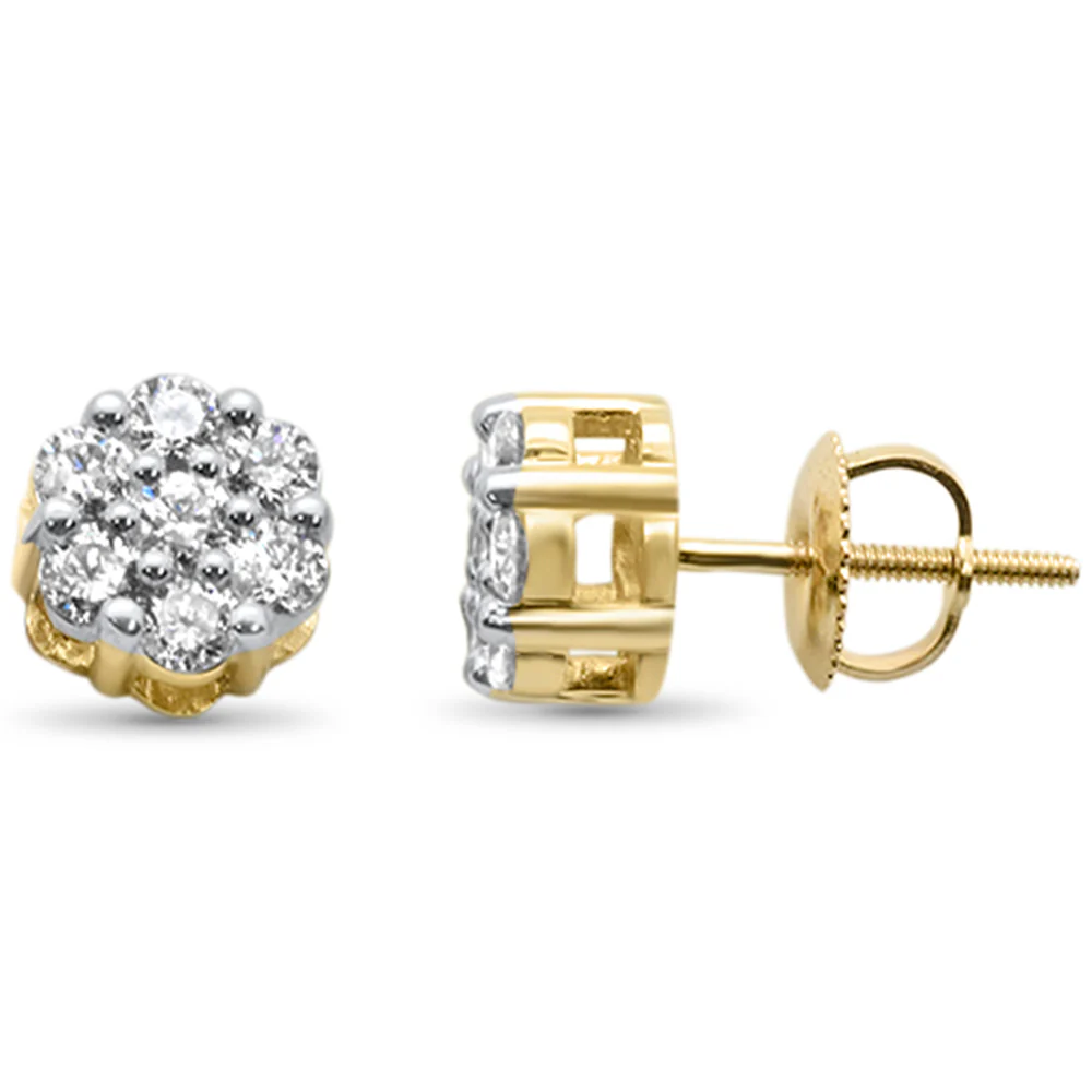 <span style="color:purple">SPECIAL!</span>.76ct G SI 14K Yellow Gold Diamond Flower Screw Back Earrings