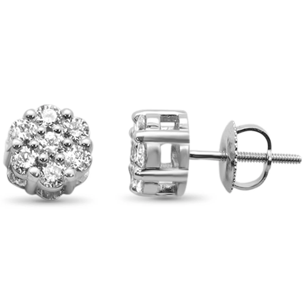 <span style="color:purple">SPECIAL!</span> .78ct G SI 14K White Gold Diamond Flower Screw Back Earrings