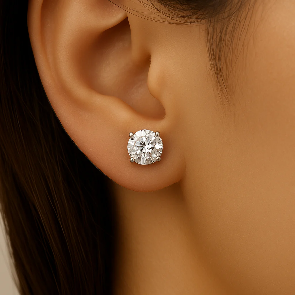<span style="color:purple">SPECIAL!</span> 2.15ct G SI 14K White Gold Round Diamond Solitaire Stud Earrings - Image 2