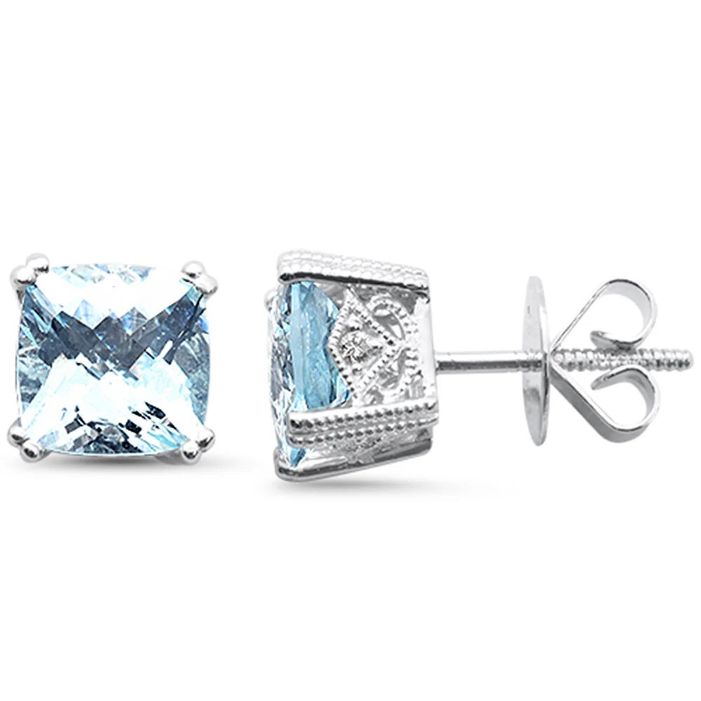 <span style="color:purple">SPECIAL!</span> 2.75ct G SI 14K White Gold Diamond & Aquamarine Gemstone Earrings