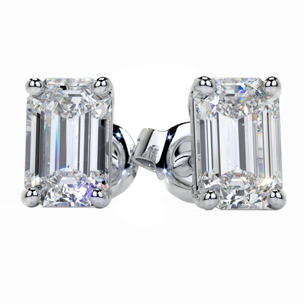<span style="color:purple">SPECIAL!</span> .40ct G SI 14K White Gold Diamond Emerald Cut Solitaire Stud Earrings