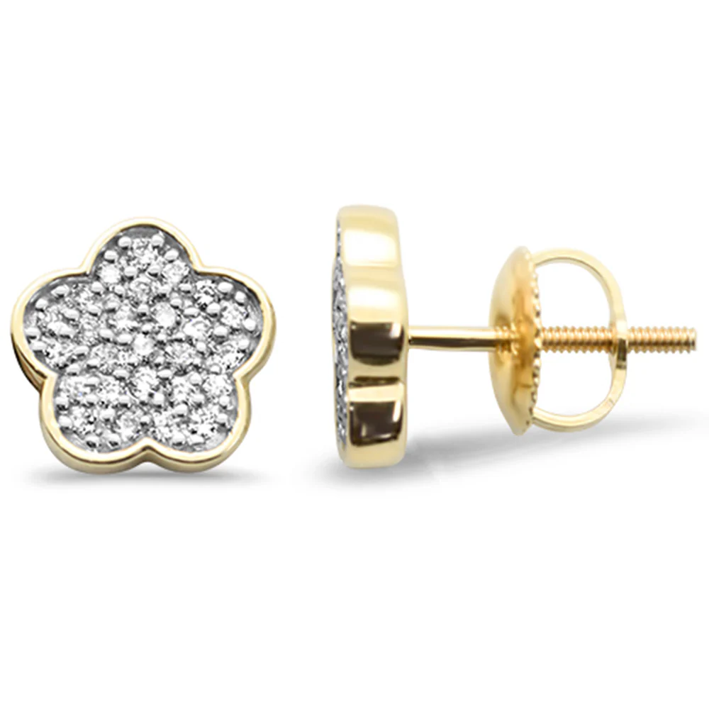 <span style="color:purple">SPECIAL!</span> .26ct G SI 14K Yellow Gold Diamond Flower Stud Earrings