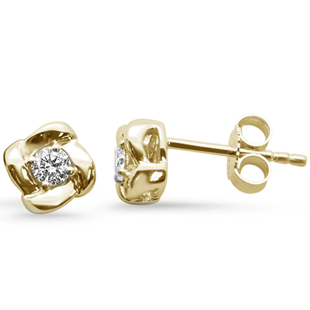 <span style="color:purple">SPECIAL!</span>.19ct G SI 14K Yellow Gold Diamond Flower Stud Earrings