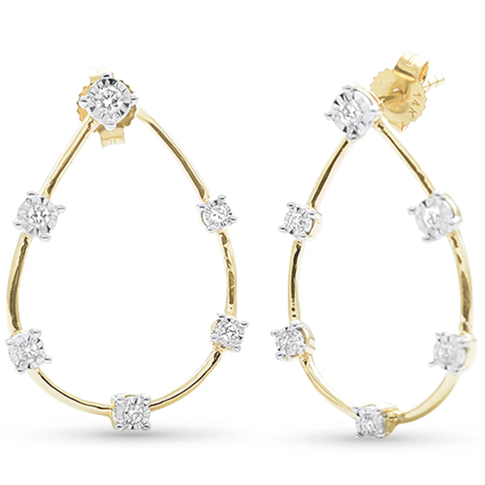 <span style="color:purple">SPECIAL!</span>.19ct G SI 14K Yellow Gold Modern Diamond Hoop Earrings