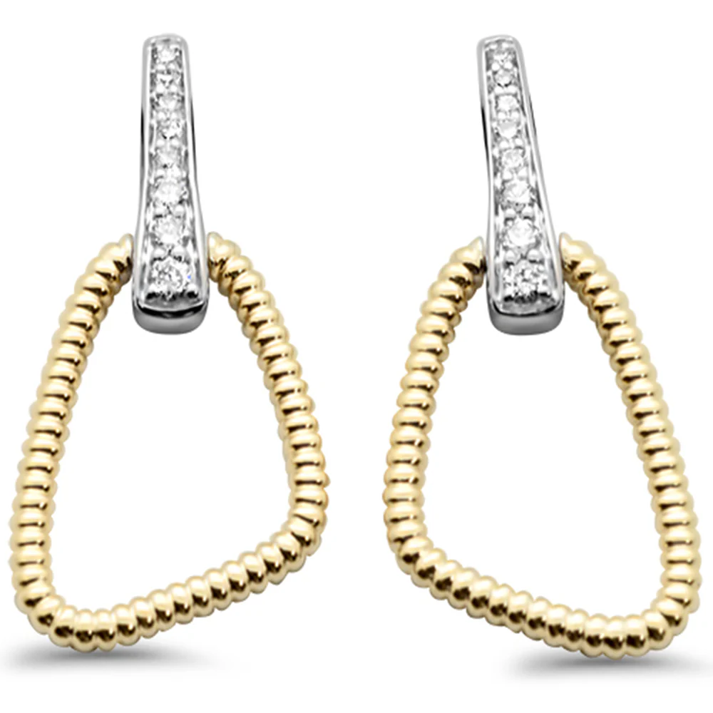 <span style="color:purple">SPECIAL!</span>.19ct G SI 14K Two Tone Gold Modern Abstract Diamond Hoop Earrings