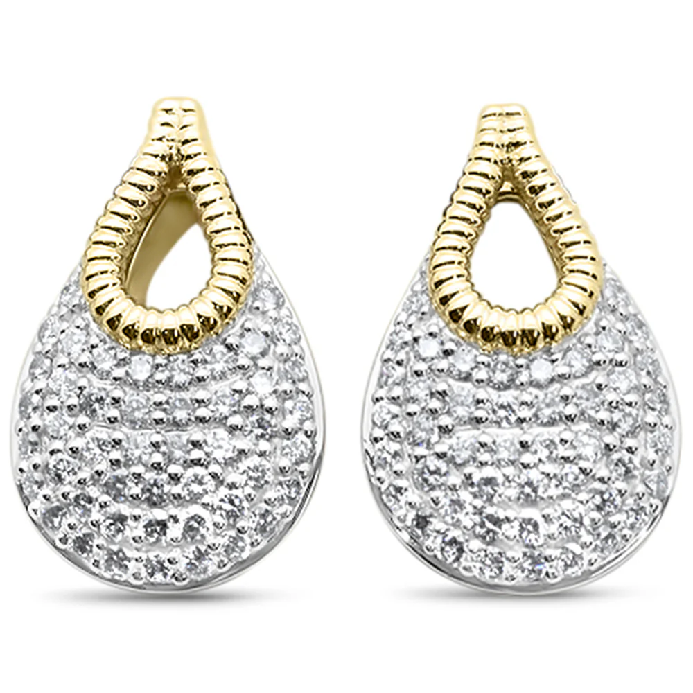 <span style="color:purple">SPECIAL!</span>.99ct G SI 14K Yellow Gold Modern Pave Set Diamond Earrings