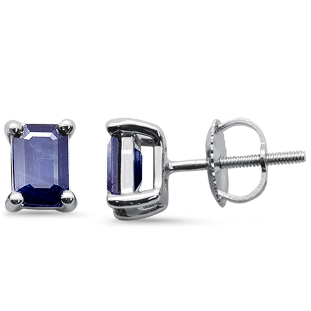 <span style="color:purple">SPECIAL!</span> 1.20ct G SI 14K White Gold Blue Sapphire Gemstone Stud Earrings