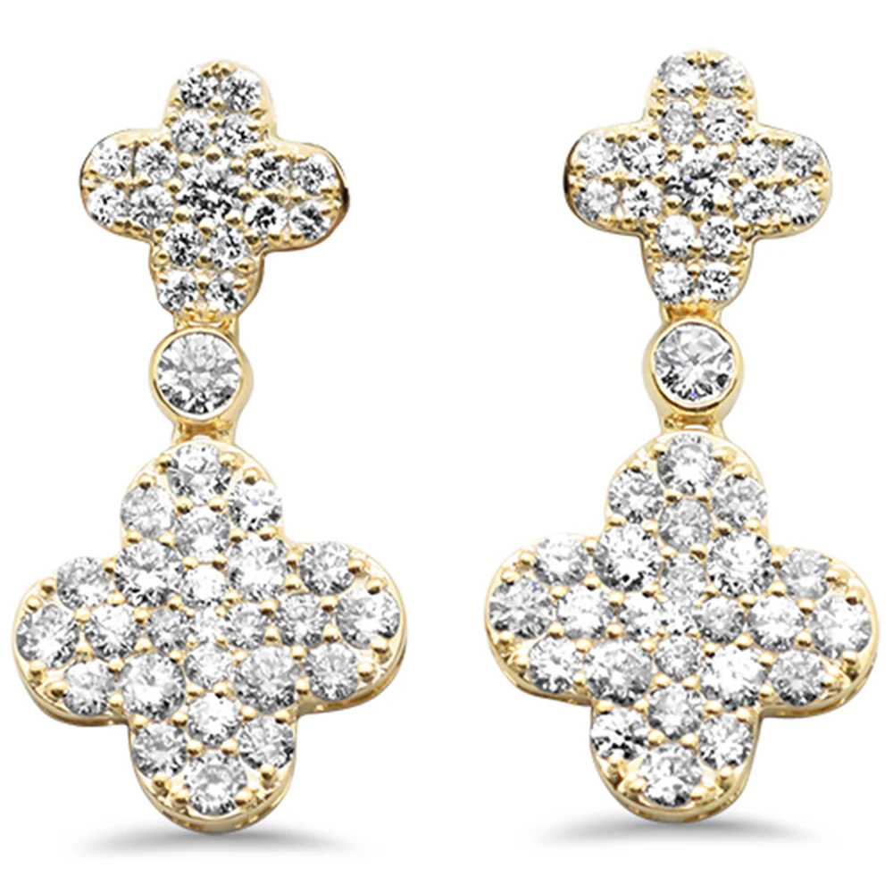 <span style="color:purple">SPECIAL!</span>.72ct G SI 14K Yellow Gold Diamond Clover Drop Earrings