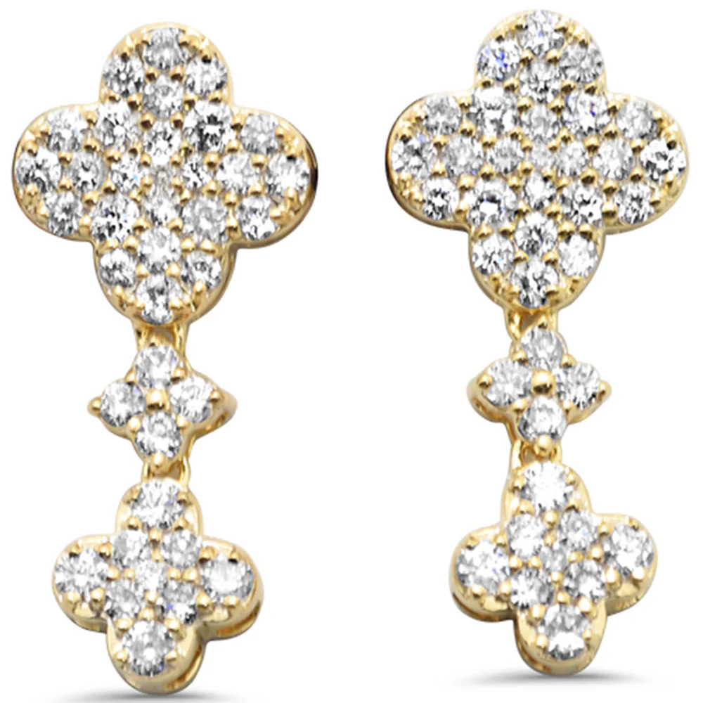 <span style="color:purple">SPECIAL!</span>.51ct G SI 14K Yellow Gold Diamond Clover Drop Earrings