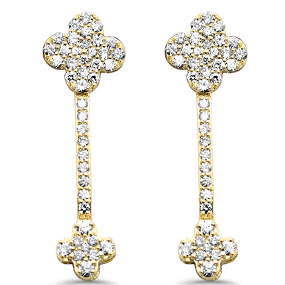 <span style="color:purple">SPECIAL!</span>.51ct G SI 14K Yellow Gold Diamond Clover Design Drop Earrings