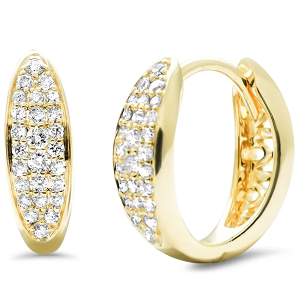 <span style="color:purple">SPECIAL!</span>.25ct G SI 14K Yellow Gold Pave Set Diamond Hoop Earrings