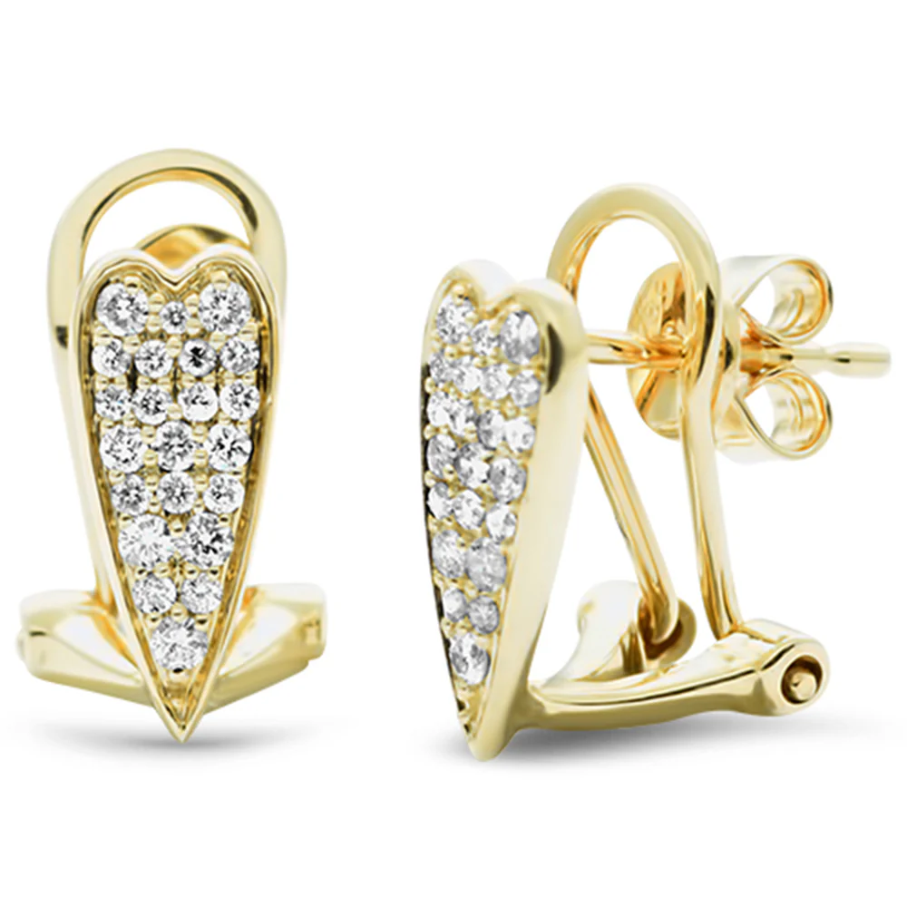 <span style="color:purple">SPECIAL!</span>.27ct G SI 14K Yellow Gold Diamond Elongated Heart Shape Earrings