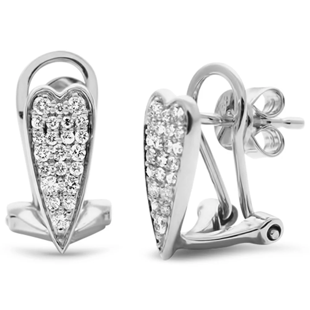 <span style="color:purple">SPECIAL!</span>.27ct G SI 14K White Gold Diamond Elongated Heart Shape Earrings