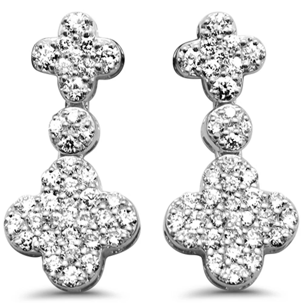 <span style="color:purple">SPECIAL!</span>.50ct G SI 14K White Gold Diamond Flower Drop Earrings