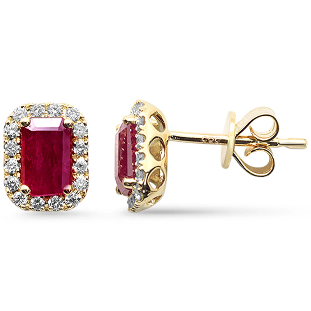 <span style="color:purple">SPECIAL!</span> 1.51ct G SI 14K Yellow Gold Diamond & Ruby Gemstone Earrings