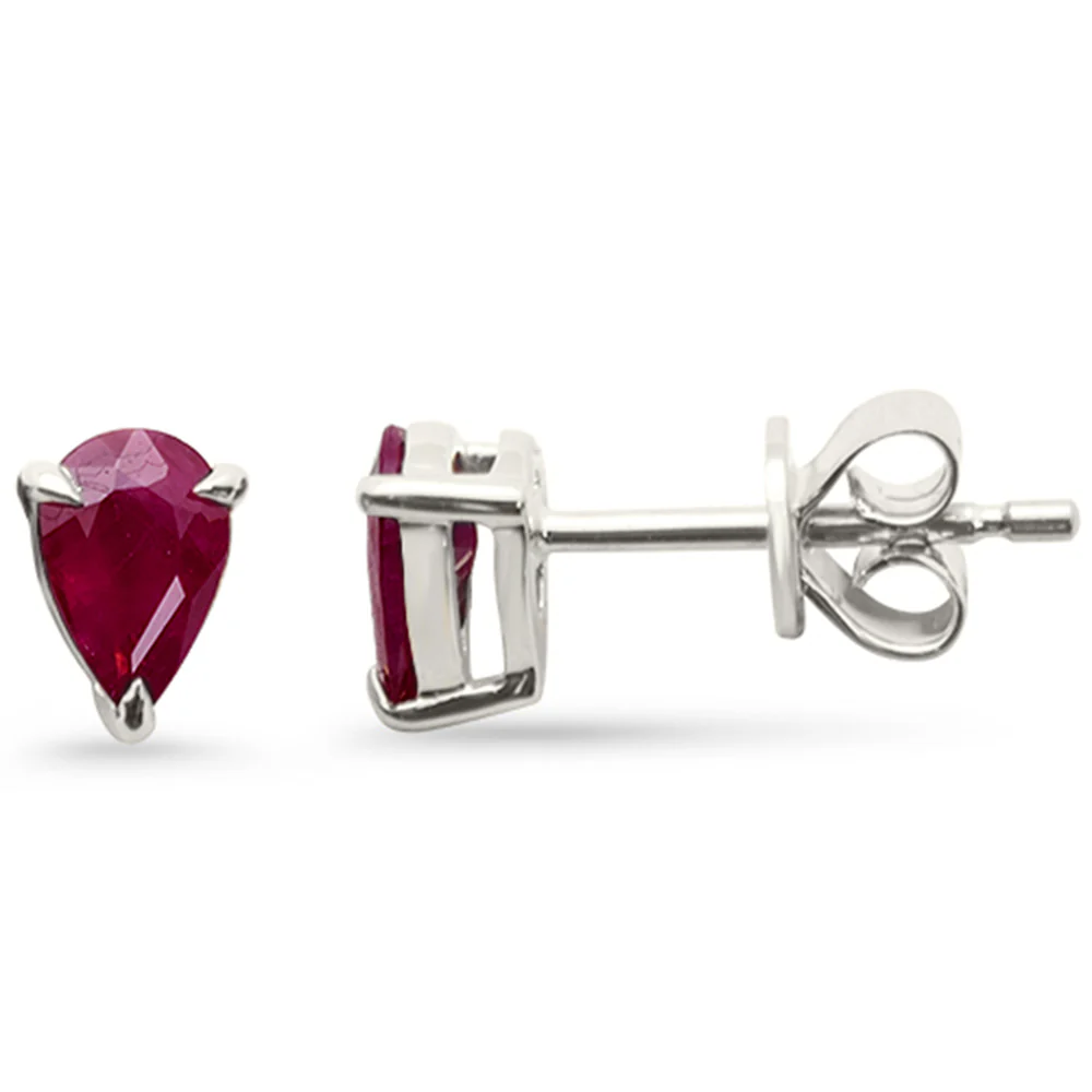 <span style="color:purple">SPECIAL!</span> .87ct G SI 14K White Gold Pear Shape Ruby Gemstone Earrings