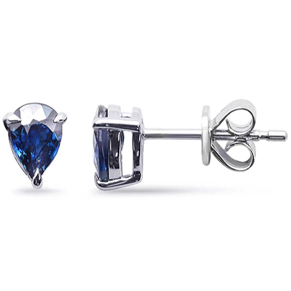 <span style="color:purple">SPECIAL!</span> .99ct G SI 14K White Gold Pear Shape Blue Sapphire Gemstone Earrings
