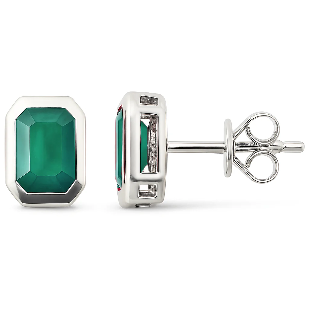 <span style="color:purple">SPECIAL!</span> 1.20ct G SI 14K White Gold Emerald Gemstone Stud Earrings