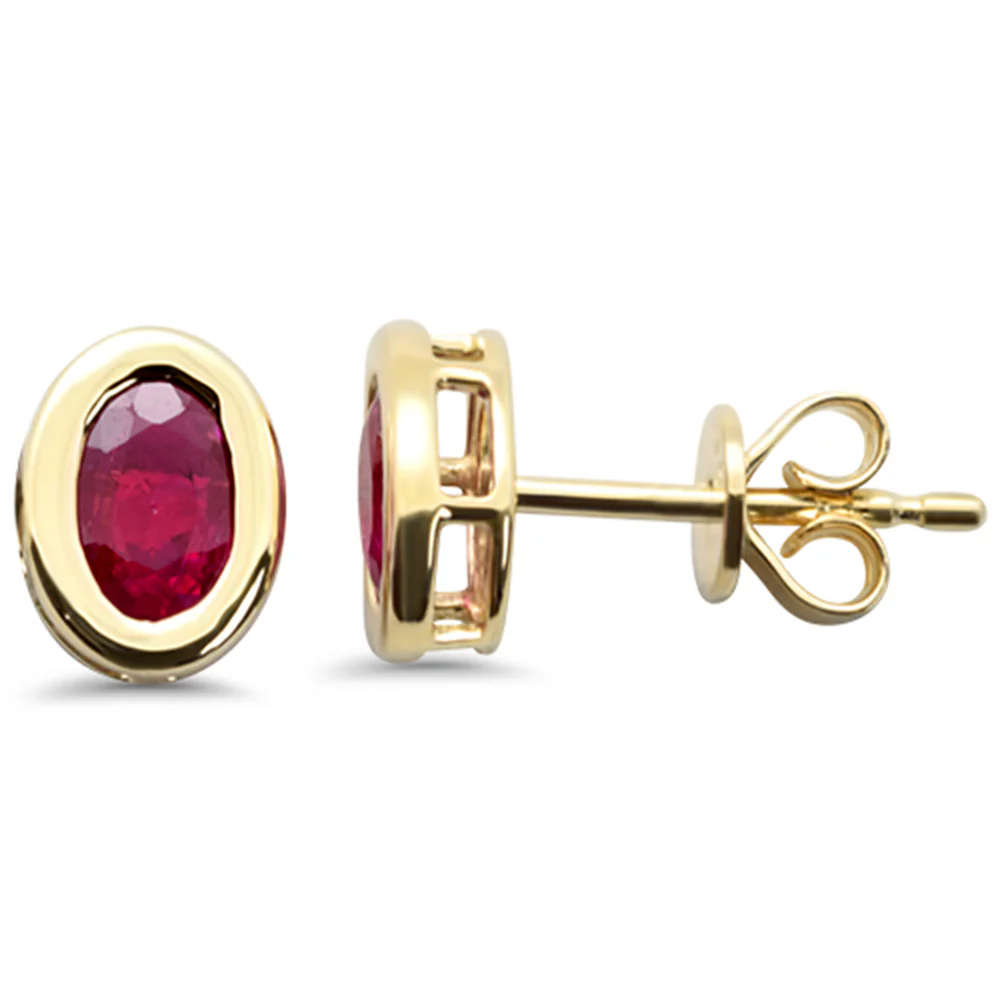 <span style="color:purple">SPECIAL!</span> .77ct G SI 14K Yellow Gold Oval Shape Ruby Gemstone Earrings