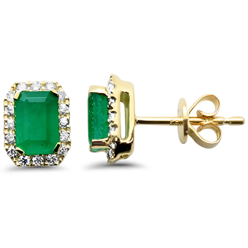 <span style="color:purple">SPECIAL!</span>1.25ct G SI 14K Yellow Gold Diamond & Emerald Gemstone Earrings