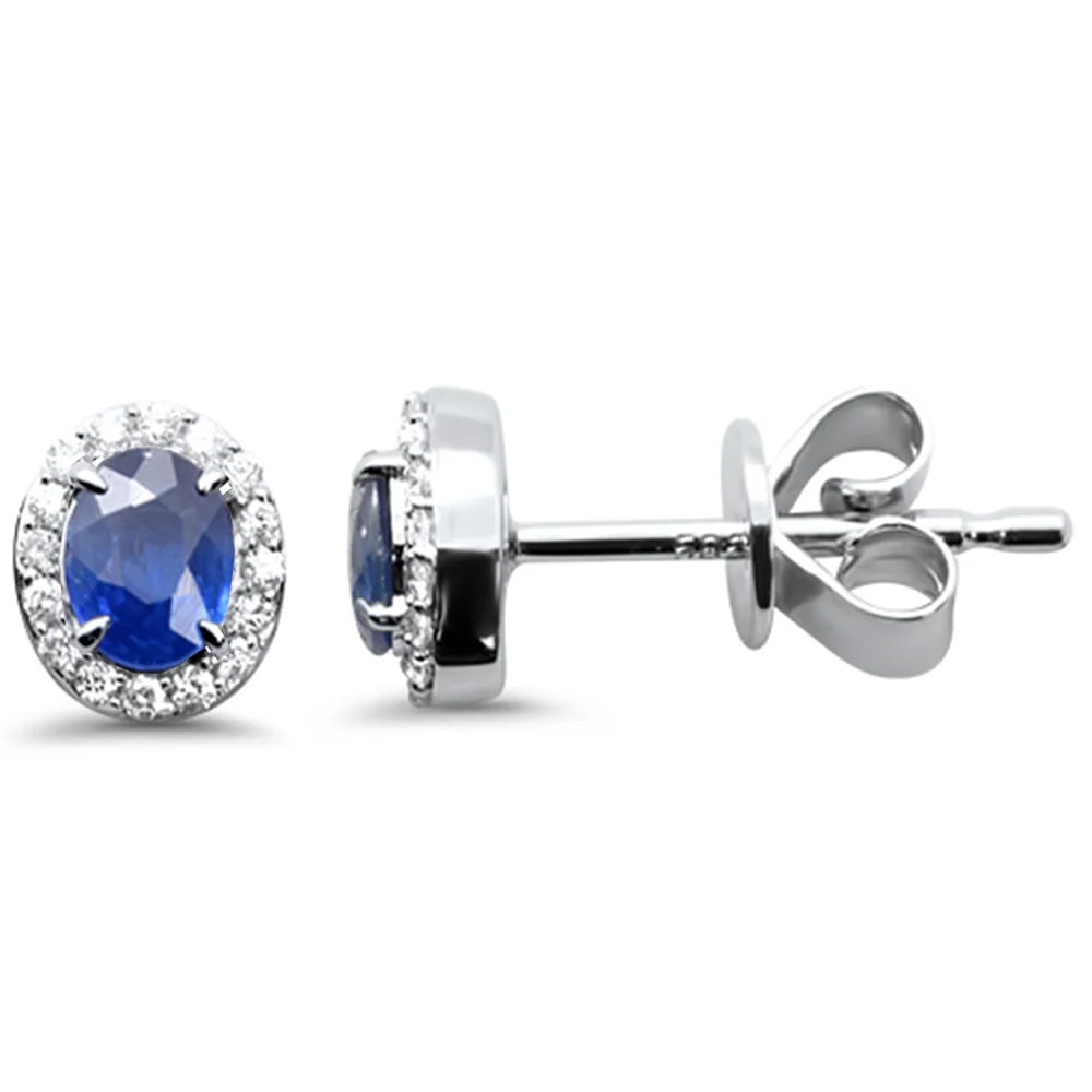 <span style="color:purple">SPECIAL!</span> .50ct G SI 14K White Gold Diamond & Blue Sapphire Gemstone Earrings