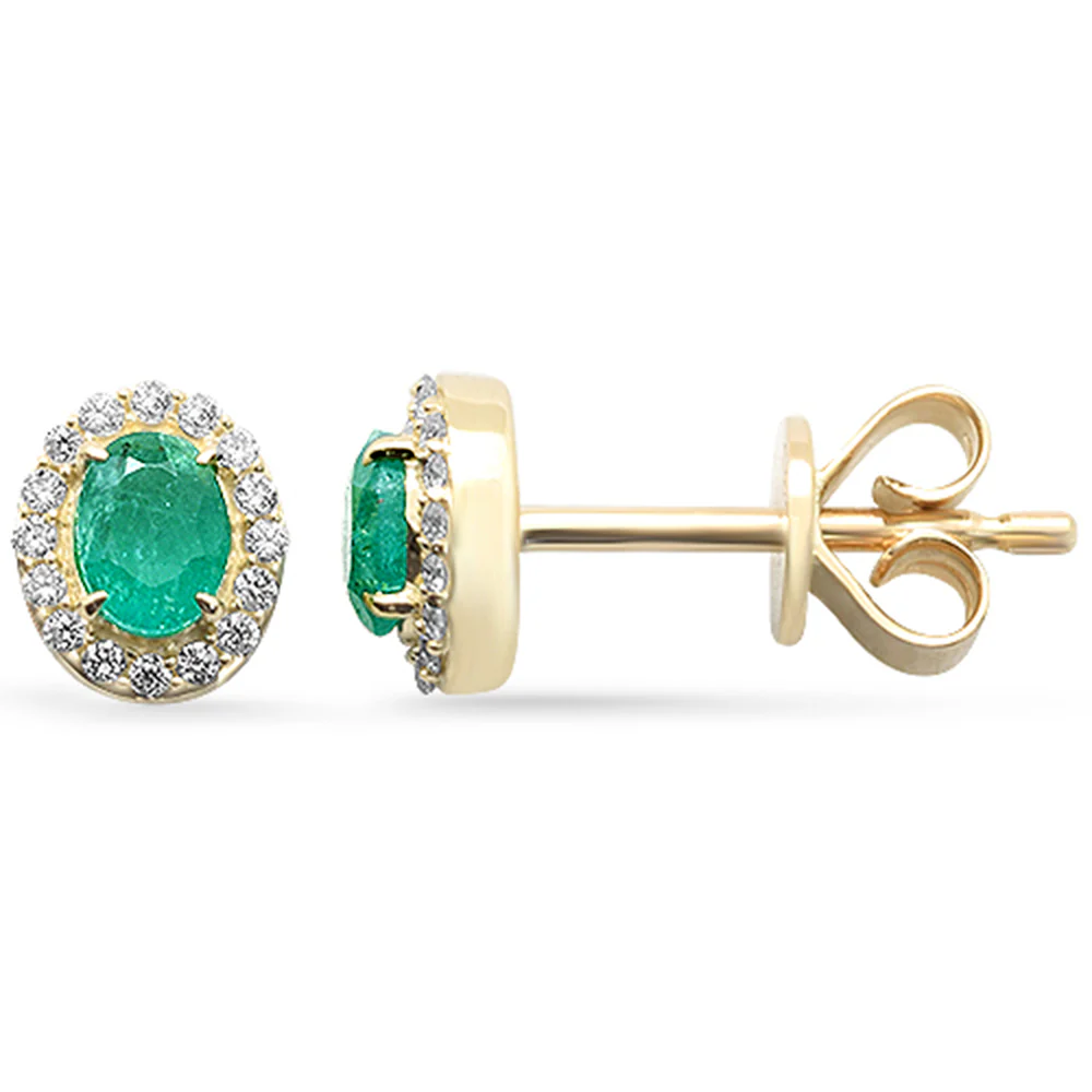 <span style="color:purple">SPECIAL!</span> .37ct G SI 14K Yellow Gold Diamond & Emerald Gemstone Earrings