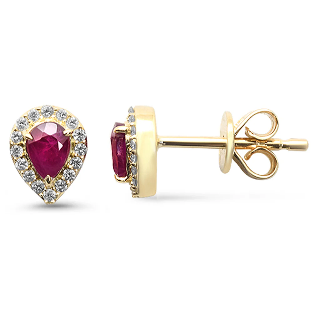 <span style="color:purple">SPECIAL!</span>.51ct G SI 14K Yellow Gold Diamond & Ruby Gemstone Earrings