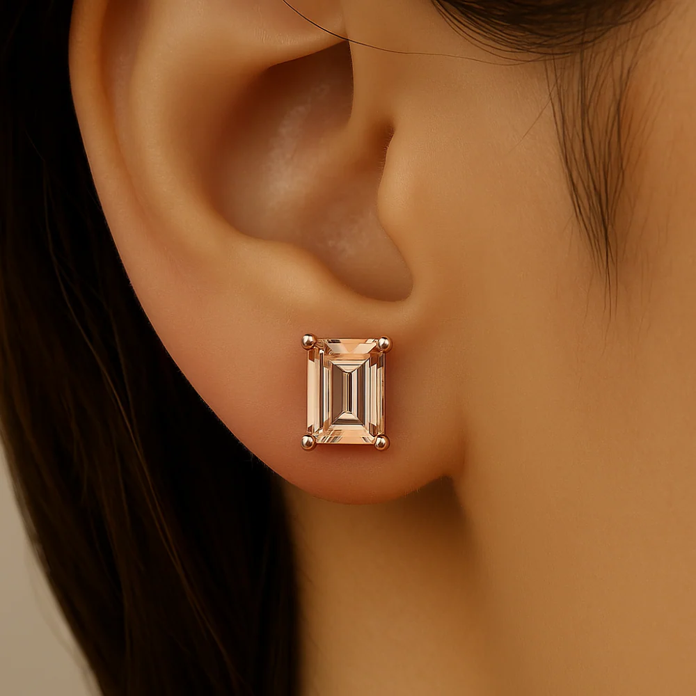 <span style="color:purple">SPECIAL!</span>2.35ct G SI 14K Rose Gold Morganite Gemstone Stud Earrings - Image 2