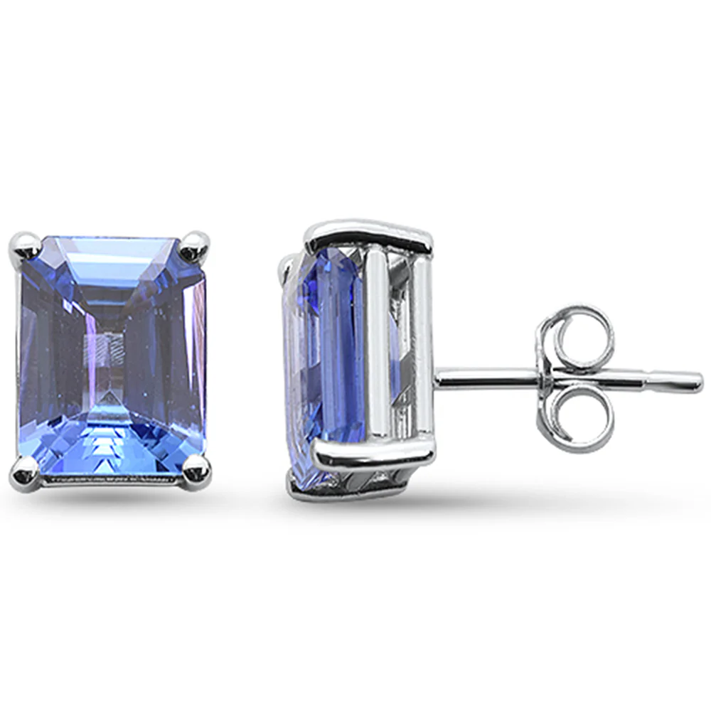 <span style="color:purple">SPECIAL!</span>4.11ct G SI 14K White Gold Tanzanite Gemstone Stud Earrings