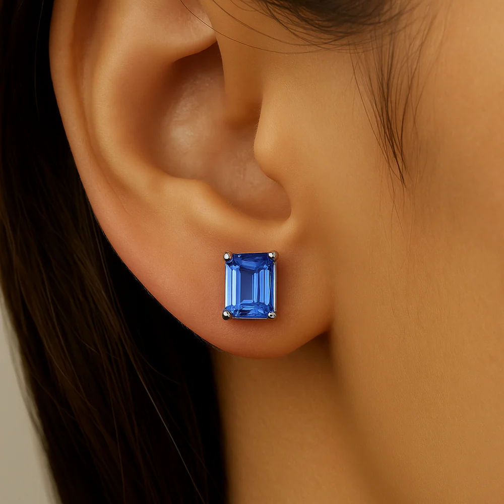 <span style="color:purple">SPECIAL!</span>2.60ct G SI 14K White Gold Tanzanite Gemstone Stud Earrings - Image 2