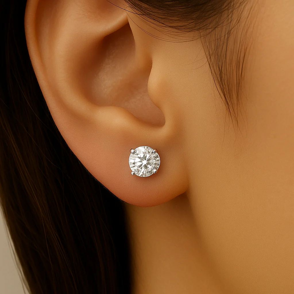 <span style="color:purple">SPECIAL!</span> .68ct G SI 14K White Gold Diamond Solitaire Stud Earrings - Image 2