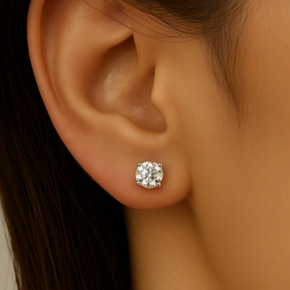 <span style="color:purple">SPECIAL!</span>1.22ct G SI 14K White Gold Round Diamond Solitaire Earrings - Image 2
